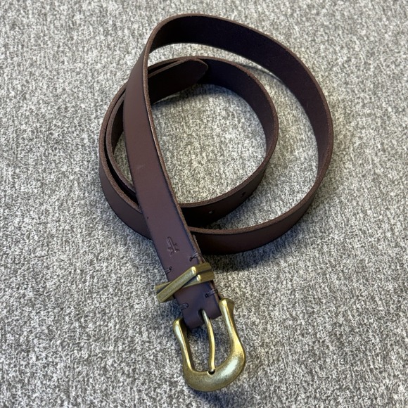 Frye Women's 1"W Leather Belt Large 44" Brown Cognac Brass Buckle - Picture 15 of 15